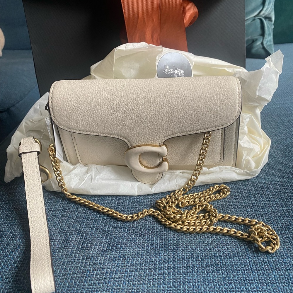 Coach Cream Gold Crossbody Bag with Structured Design